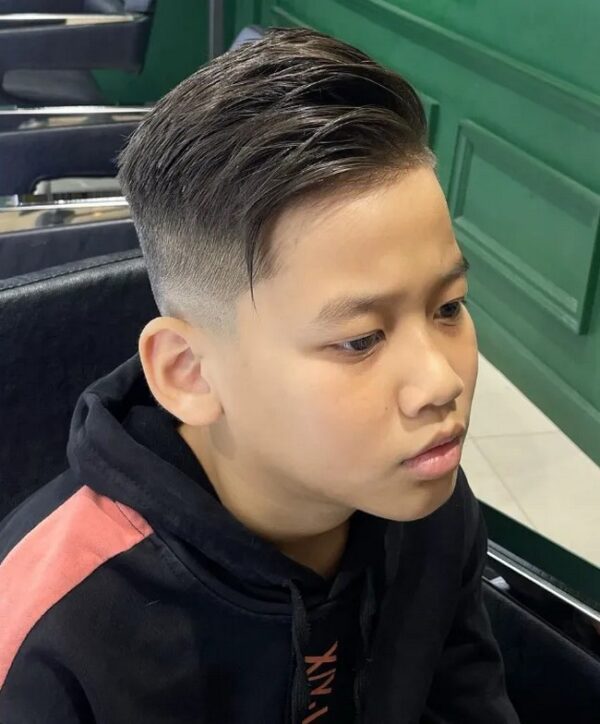 Haircut For Boys, Gradient Long Top Shaved Sides Side Parting