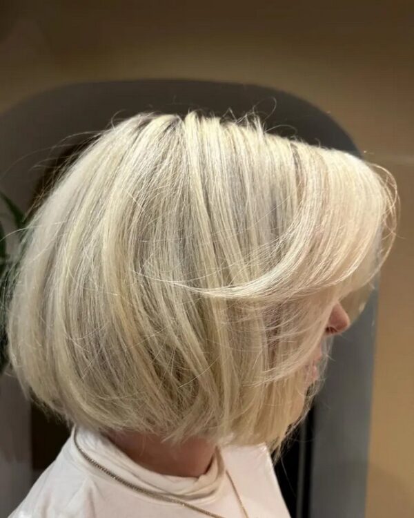 Squared Hair Bubble Bob Fine Spring Summer, Woman's Short Trendy Hairstyle