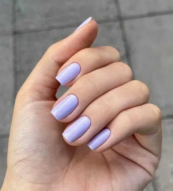 Trend Color Varnish Manicure Monochrome Short Nails Purple Lavender