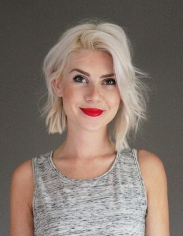 Women Trendy Cut Platinum Blonde Hair Women