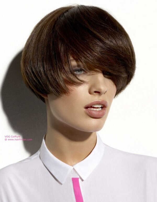 Short Women'S Haircut Idea Brown Hair Bowl Cut