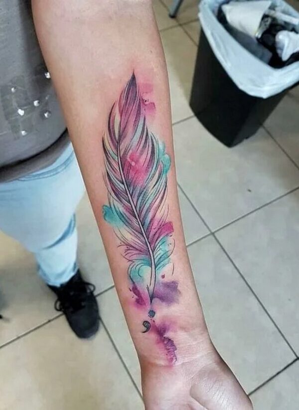 A Colorful Feather Tattoo