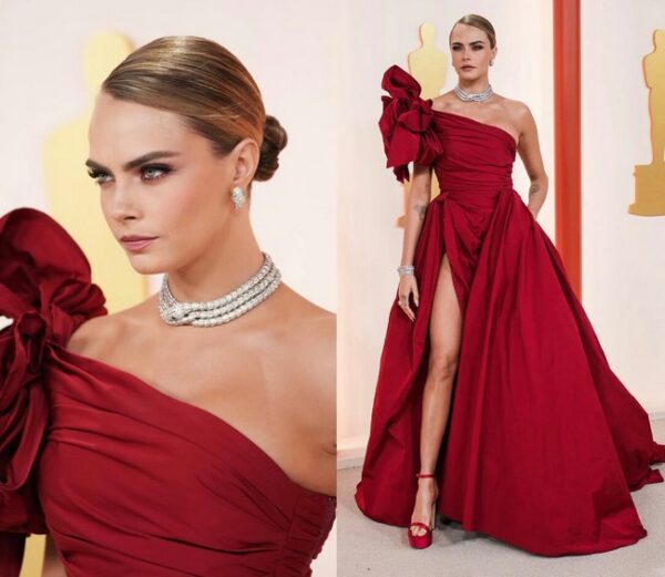 Cara Delevingne In Red Dress At Oscar