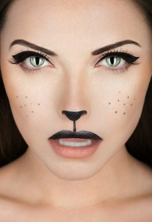 Cat Makeup Idea Halloween Woman Eyes