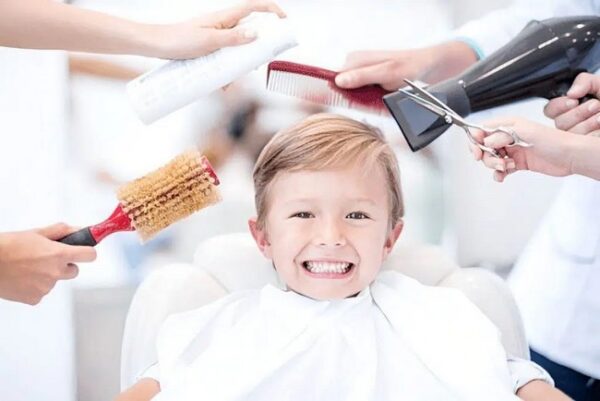 Children Boy Getting His Hair Cut