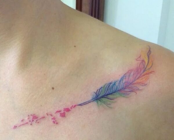 Flame-Colored Feather Tattoo