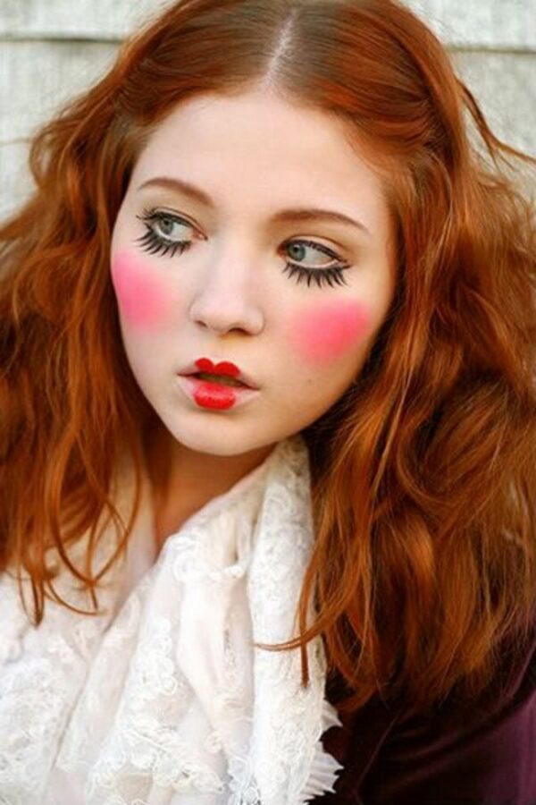 Halloween Doll Makeup Lipstick Powder, Red Hair