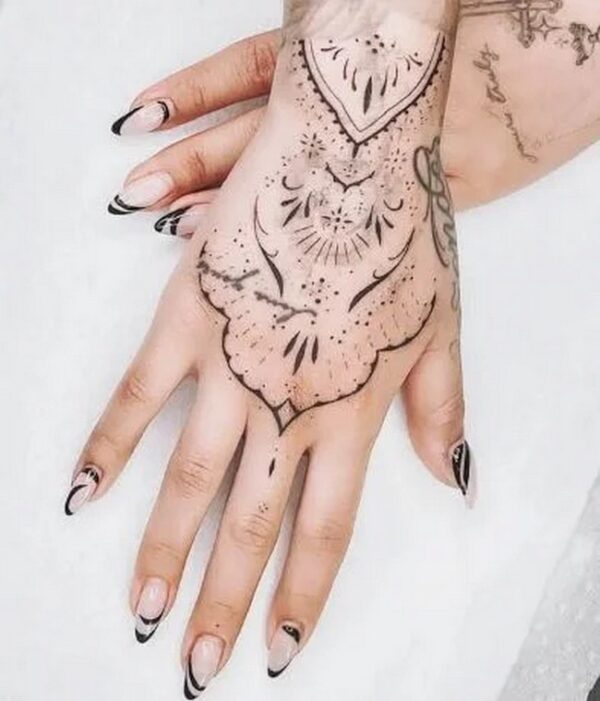 Ornamental Wrist Finger Tattoo