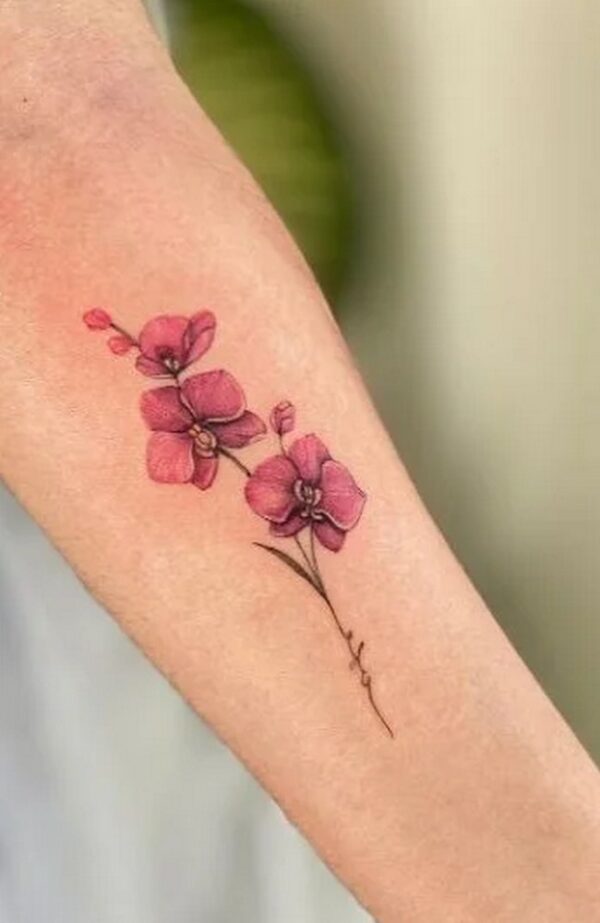 Small Flower Tattoo Forearm In Color