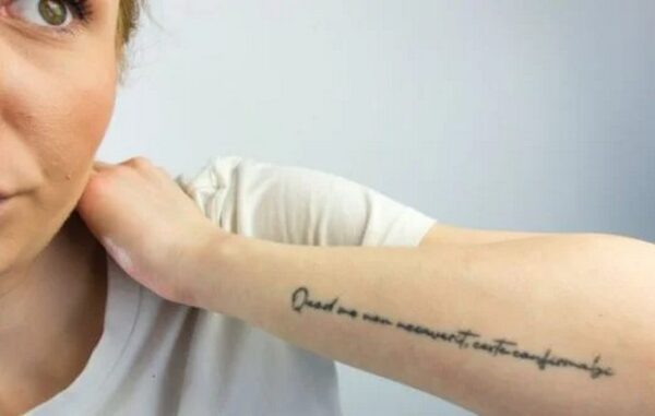 Woman Forearm Tattoo Writings