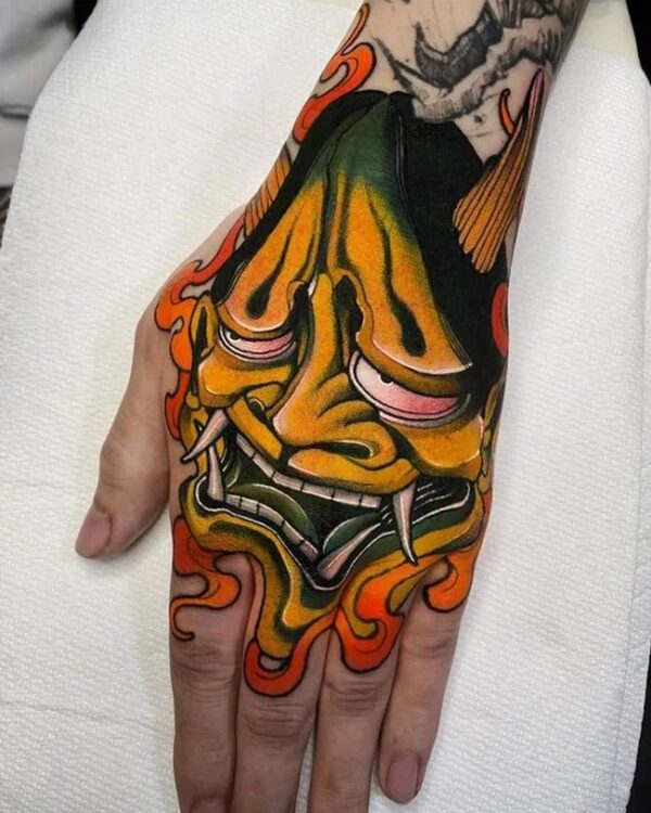 Yellow Hannya Demon Tattoo