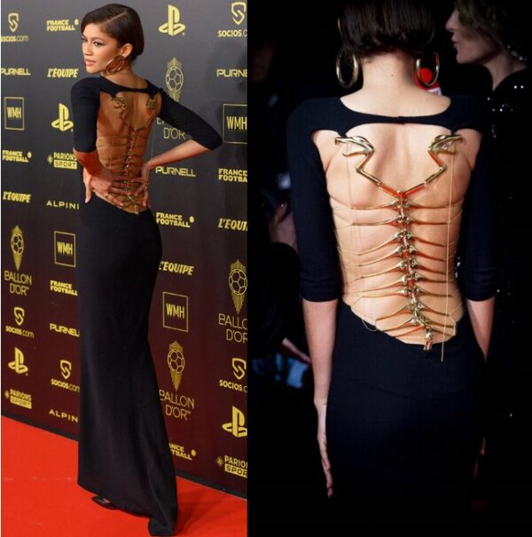 Zendaya'S Dress With Gold Spine