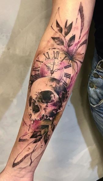 Skull And Rose Tattoos