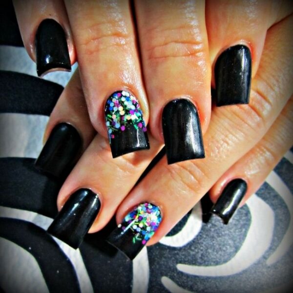 Trendy Manicure Idea False Black Nails Decoration