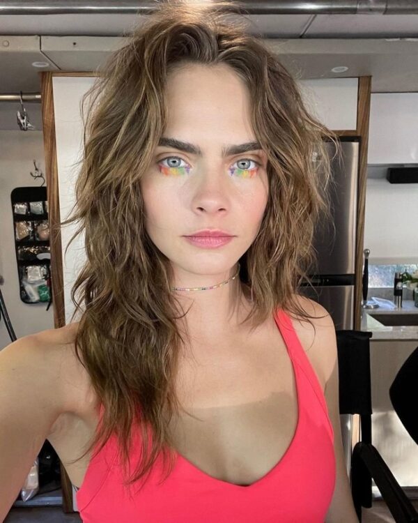 Cara Delevingne Layered Haircut With Colorful Eye Makeup Shelookbook Is A Women’s Platform