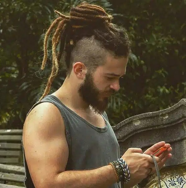 A Man With A Dreadlocks Viking Haircut