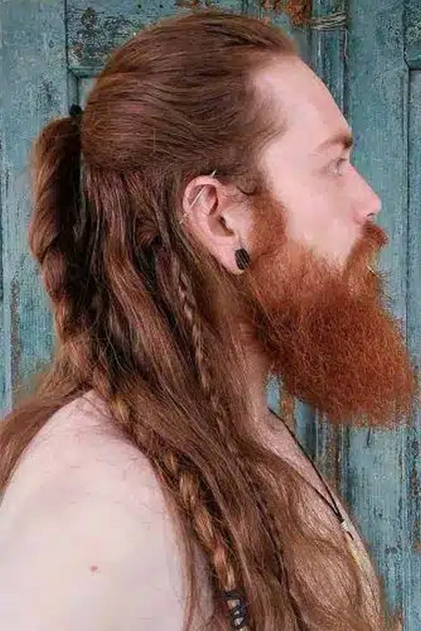 A Man With A Long Hair Viking Cut